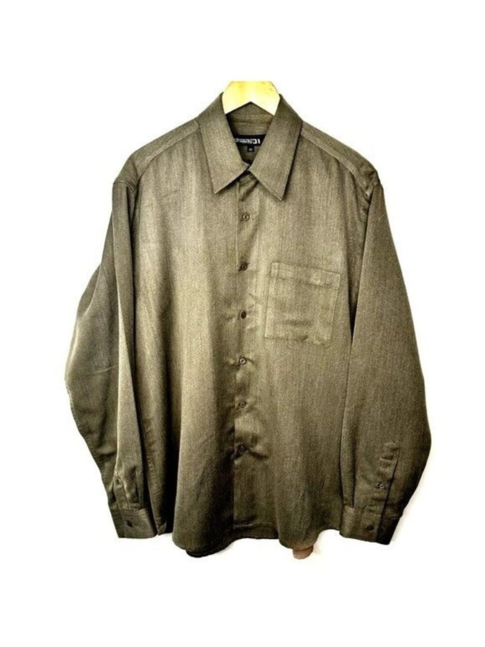 Private Member Button Up Shirt Mens Large Gray Long Sleeve Casual Dress Pocket